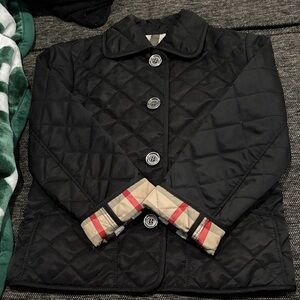 Burberry Black Quilted Jacket with Beige Plaid Lining